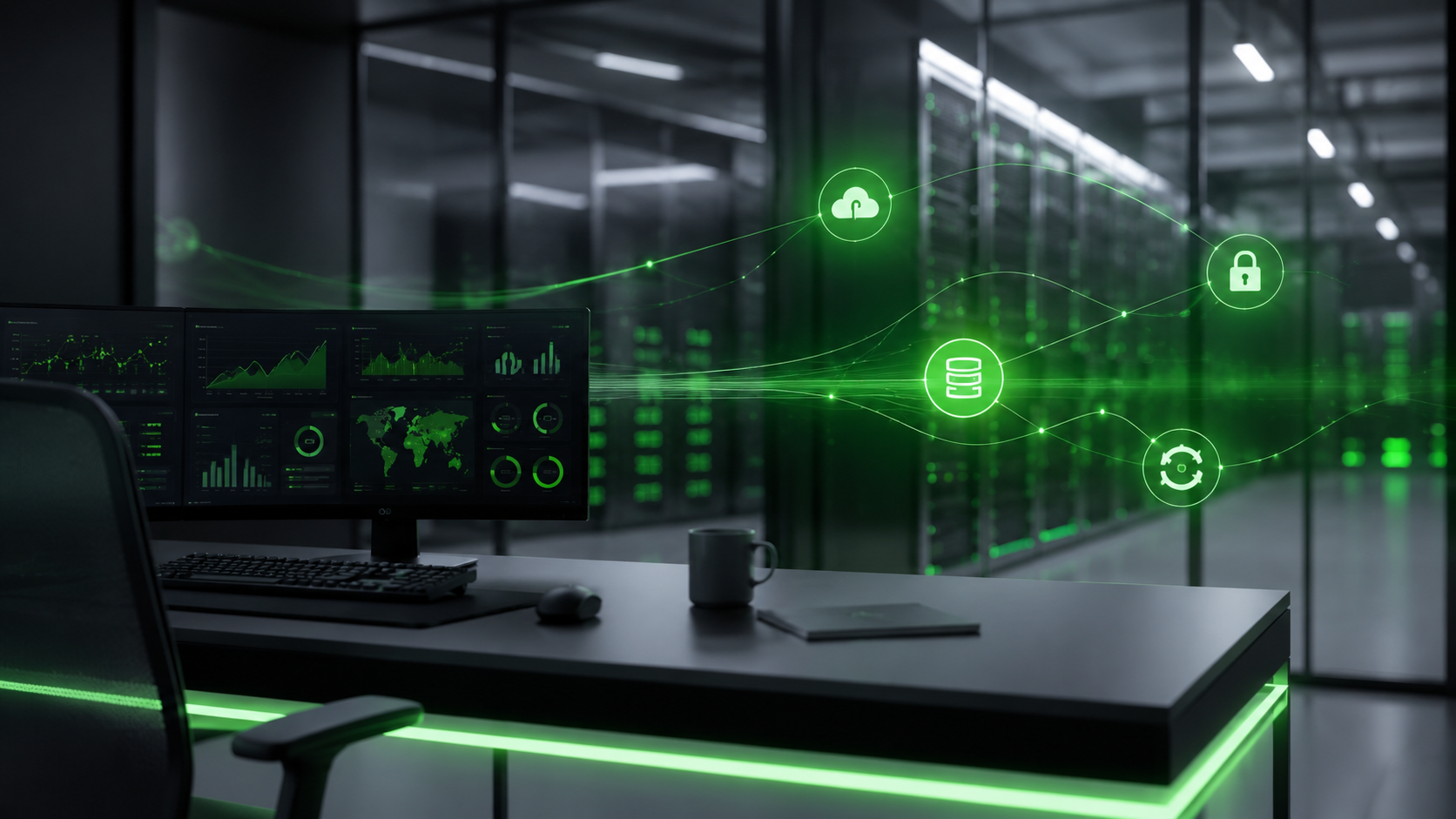 IT-Infrastruktur, Backup und sichere Datenflüsse in moderner Datacenter-Umgebung
